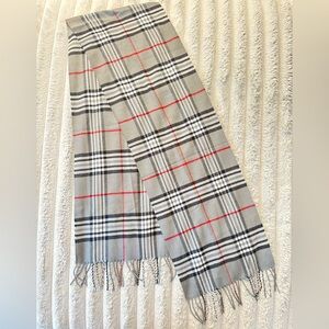 Grey Red Black Long Plaid Fringe Scarf Lightweight Fall Winter Wrap Shawl 67x11